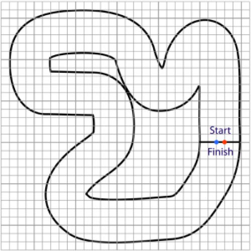 An image of the racetrack that needs to be printed for the game.