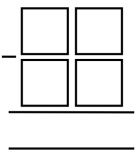 Empty subtraction grid for the subtraction of 2 double digit numbers.