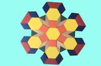 A six-petal flower pattern made of different shapes.