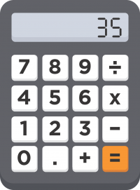 Calculator displaying the number 35.