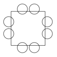 A square with two children sitting on each side.