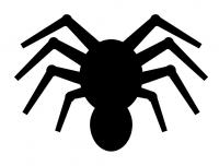 A black silhouette drawing of a spider.