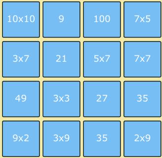 Multiplication Tables - matching cards