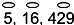 1/5 is written as the number 5 directly below an oval. 1/16 is written as the number 16 directly below an oval. 1/429 is written as the number 429 directly below an oval.