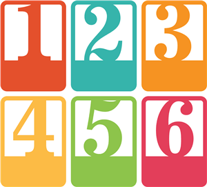 Colourful numbers 1, 2, 3, 4, 5 and 6.
