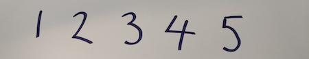 Digits 1, 2, 3, 4, 5.