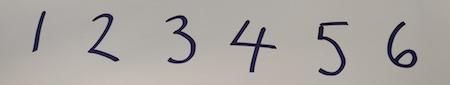 Digits 1, 2, 3, 4, 5, 6.