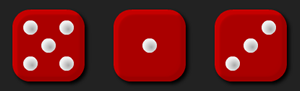 Three red dice showing the numbers 5, 1 and 3.