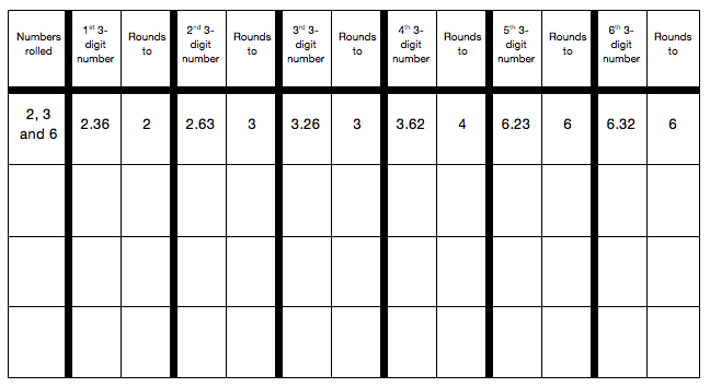 Round the Dice Decimals 2