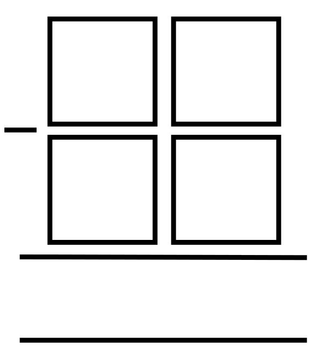 Empty subtraction grid for the subtraction of 2 double digit numbers.