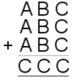 ABC+ABC+ABC=CCC, where each letter represents a digit.