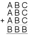 ABC+ABC+ABC=BBB, where each letter represents a digit.