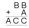 BB+A=ACC, where each letter represents a digit.