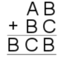 AB+BC=BCB, where each letter represents a digit.