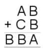 AB+CB=BBA, where each letter represents a digit.