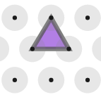 An isometric grid of dots with three neighbouring dots joined up to form an equilateral triangle.
