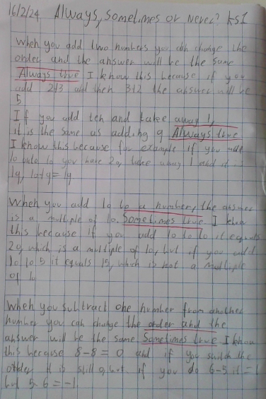 Always, Sometimes or Never? KS1