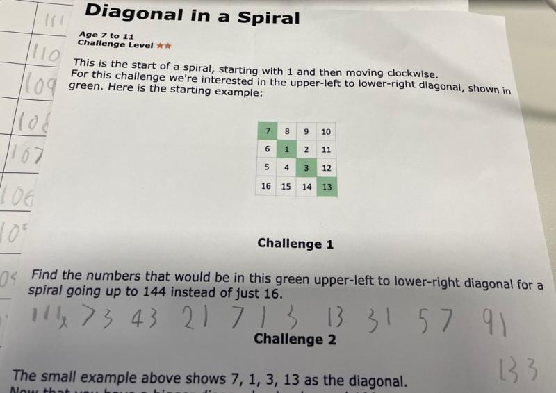 Diagonal in a Spiral