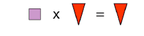 Square x Upside-down triangle = Upside-down triangle.