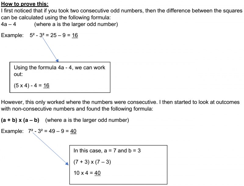 Difference of odd squares