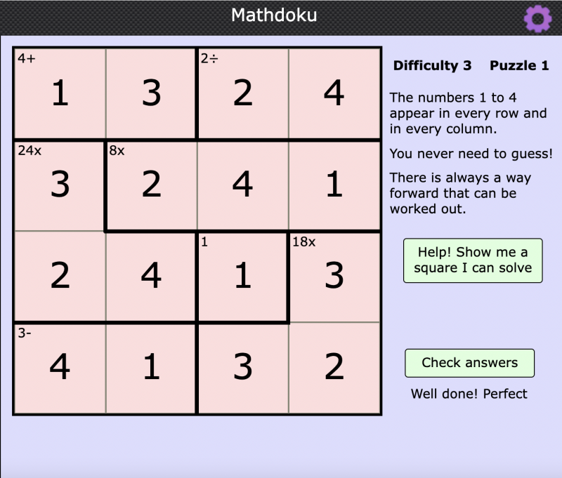 4 by 4 Mathdokus