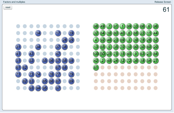 Factors and Multiples Game