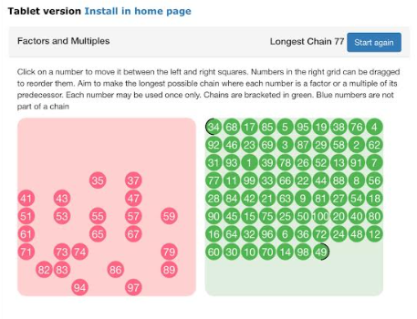Factors and Multiples Game