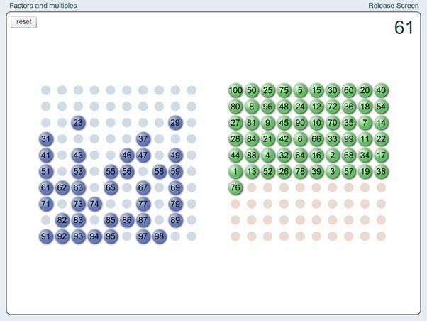 Factors and Multiples Game