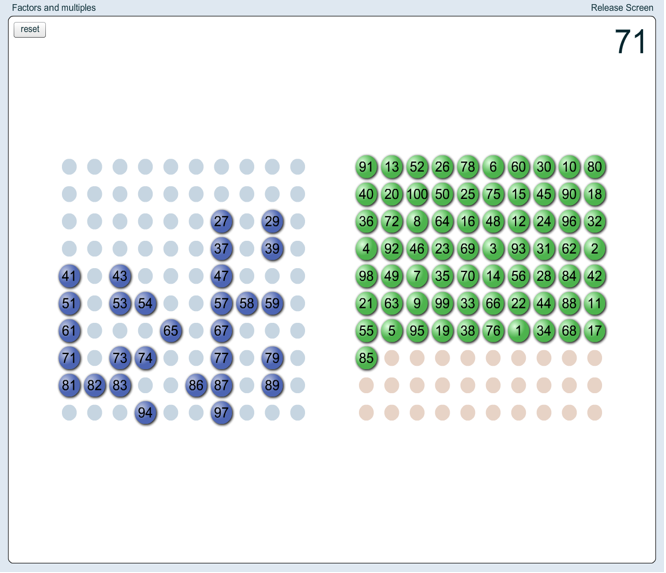 Factors and Multiples Game