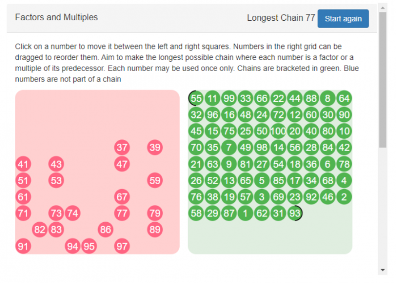 Factors and Multiples Game