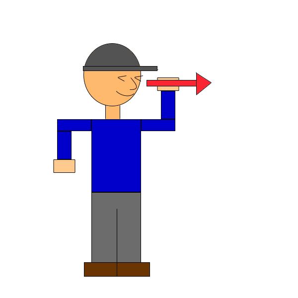 The man standing upright.