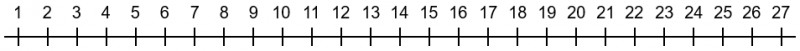 Whole number line from 1 to 27.
