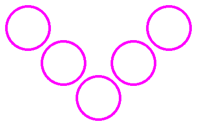 5 pink circles arranged in a V-shape
