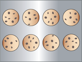 A tray of 8 biscuits arranged in 2 rows of 4.