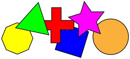 Shapes of different colours.