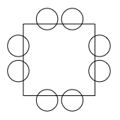 A square with two children sitting on each side.