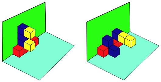 Three sets of Cubes, Two Surfaces