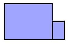 Diagram showing the largest and smallest rectangles joined together. The smallest rectangle is joined by its longer side to the shorter side of the largest rectangle.