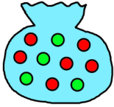 A bag which contains 6 red balls and 4 green balls, as described in the text.