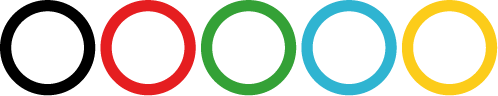 Black, red, green, blue and yellow rings.