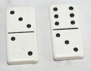 A domino with 3 dots and 2 dots and a domino with 6 dots and 3 dots.