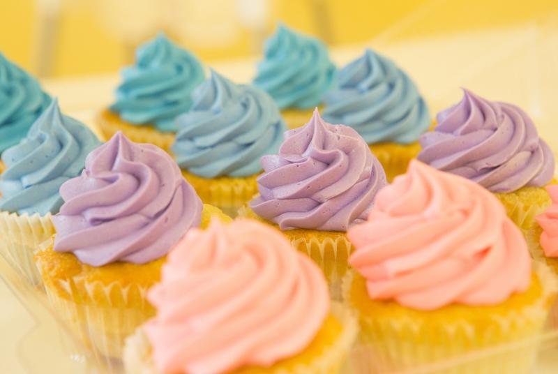 Cupcakes with colourful icing.