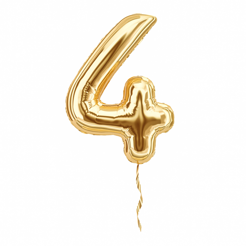 A gold balloon of the number 4.
