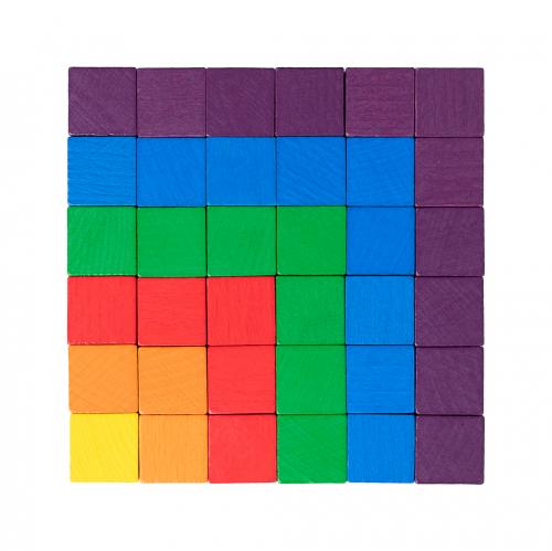 A square made of L-shapes of different colours, increasing in size.
