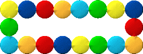 A rectangular bracelet of beads with side lengths 3 and 8.