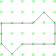 Shape with vertices at (0,1), (1,0), (2,1), (5,1), (5,3), (4,4), (3,3), (0,3).