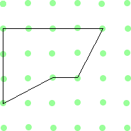 Shape with vertices at (0,1), (2,2), (3,2), (4,4), (0,4).