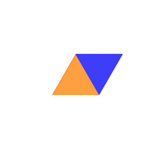 Placing two identical equilateral triangles next to each other and rotating one around the other's vertex, tracing out the shape of 3 circles with overlap.