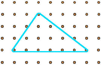 A triangle of base length 6. The top corner is two in and three up from the left-hand corner.