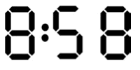 A digital clock showing 8:58